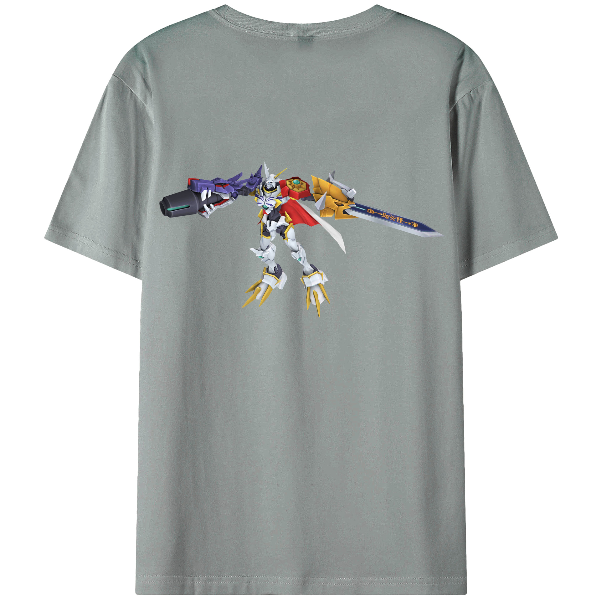 （画像用） Digimon デジタルモンスター/デジモン 綿100％ メンズ半袖Tシャツ（バックプリント） 通気性
